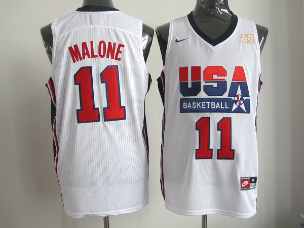  USA 1992 Olympic Dream Team One 11 Karl Malone Retro Basketball Jersey